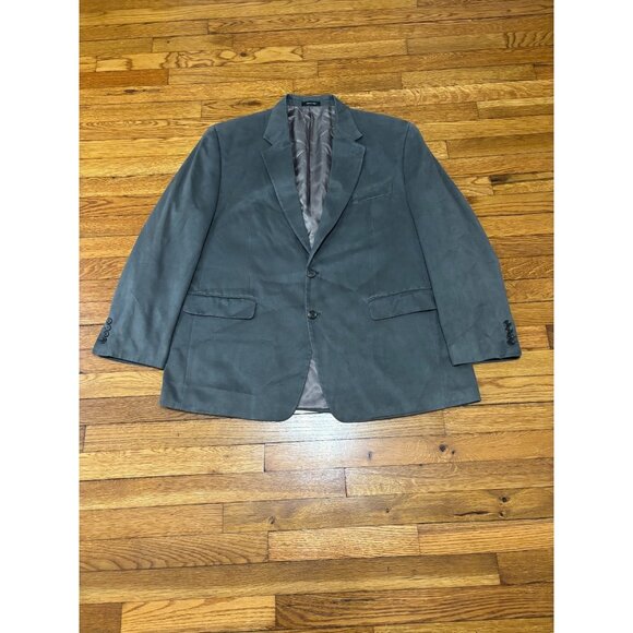 Chaps Men's Blazer Jacket Sz 46R Gray 2 Button Sport Coat Microfiber Polyester - Picture 1 of 6